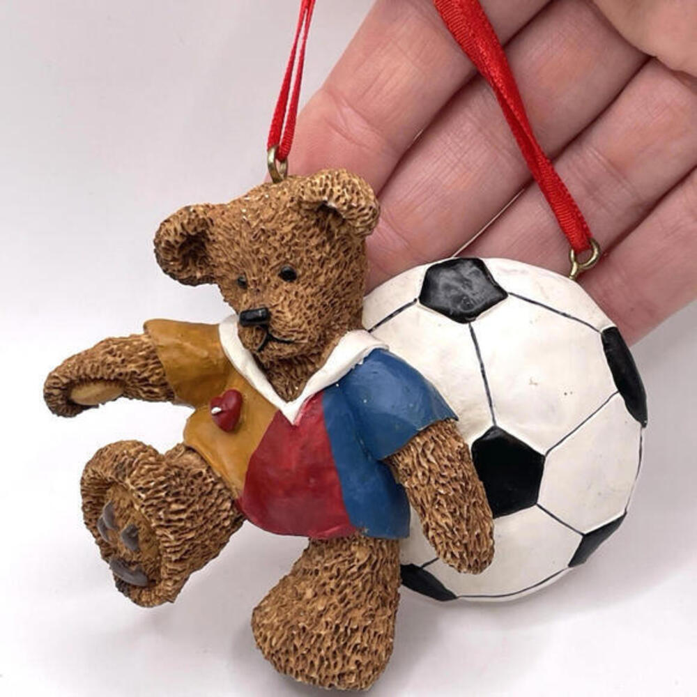 Vintage Kurt S Adler Soccer Bear And Glass Soccer Ball Christmas Ornaments - Picture 3 of 5